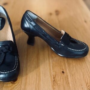 Black Vintage Heels - Leather Upper - Spool Heel